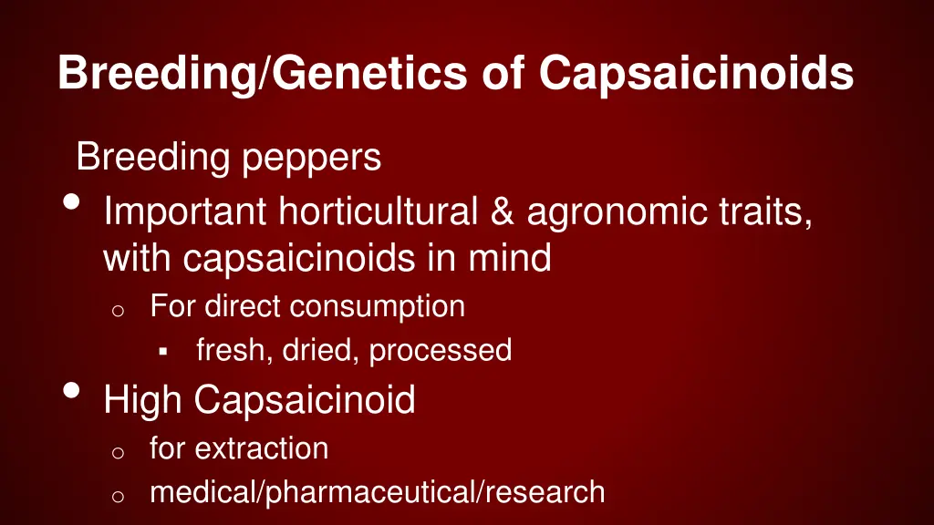 breeding genetics of capsaicinoids