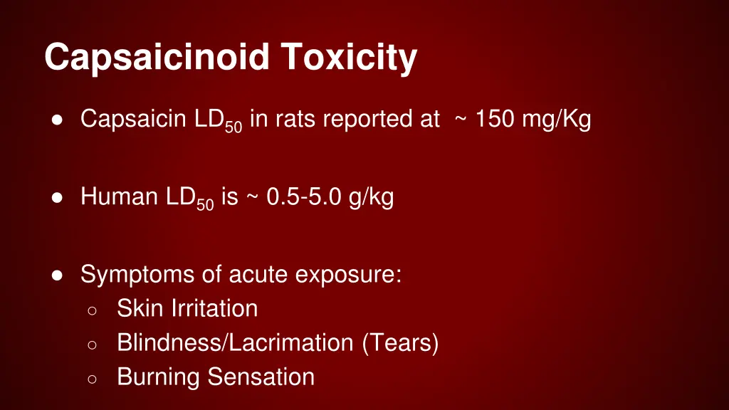 capsaicinoid toxicity