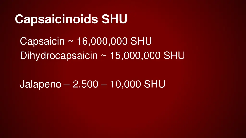 capsaicinoids shu