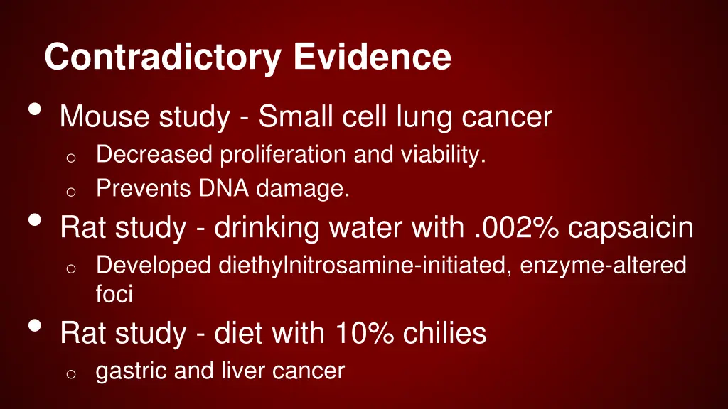 contradictory evidence mouse study small cell