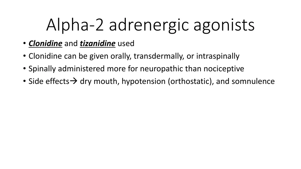 alpha 2 adrenergic agonists clonidine