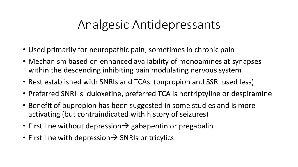 analgesic antidepressants