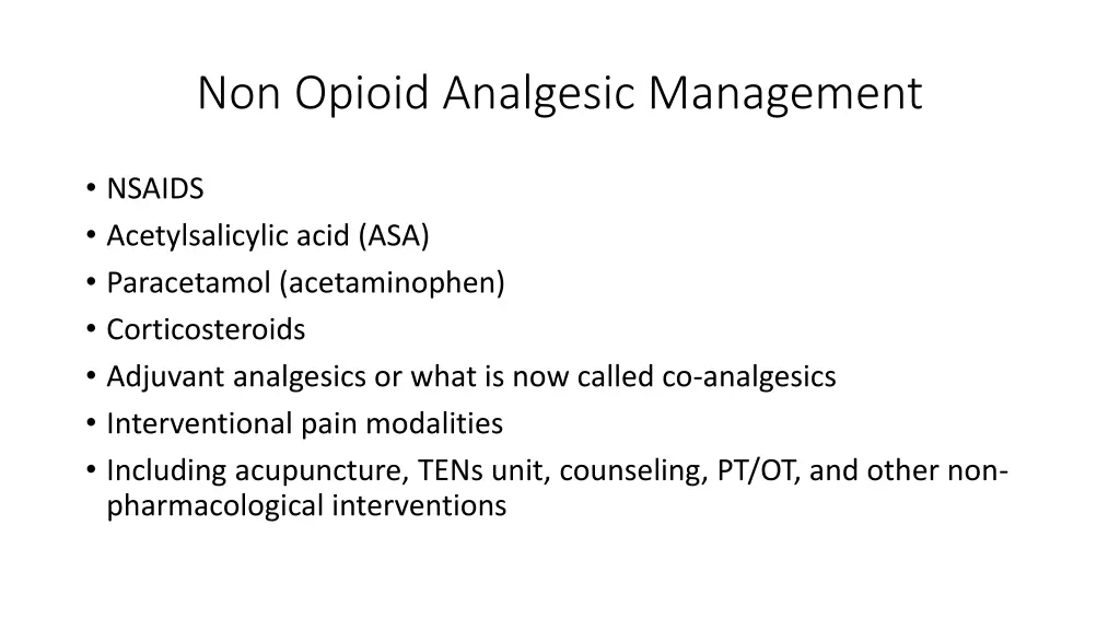 non opioid analgesic management