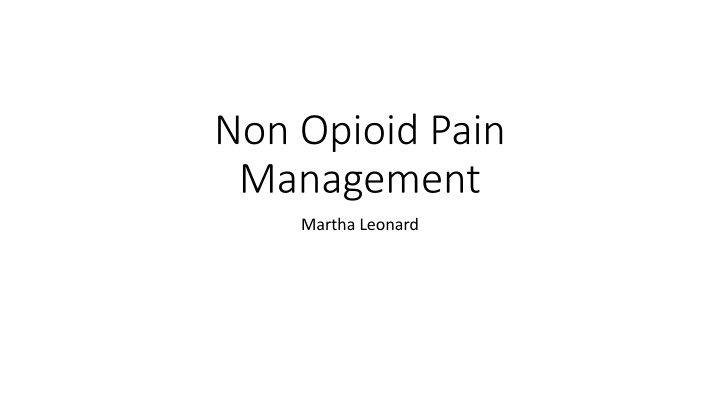 non opioid pain management