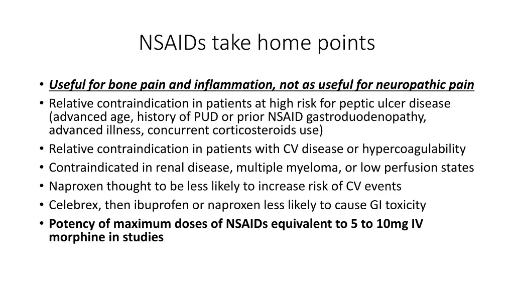 nsaids take home points