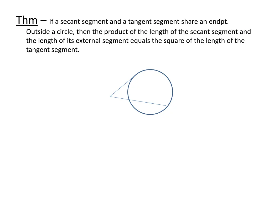 thm if a secant segment and a tangent segment