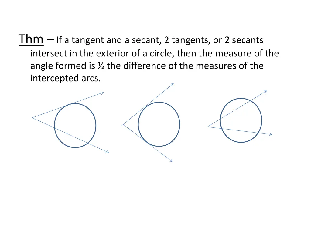 thm if a tangent and a secant 2 tangents