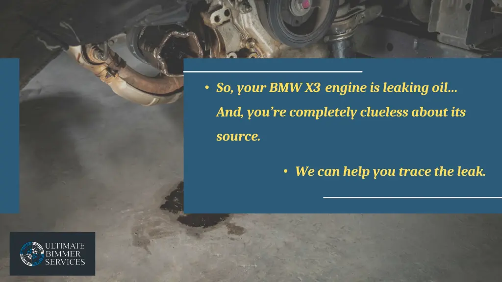 so your bmw x3 engine is leaking oil