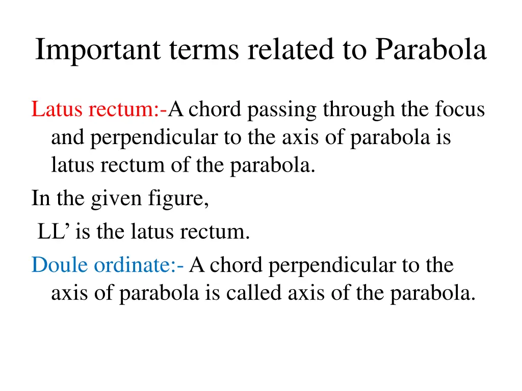 important terms related to parabola 3