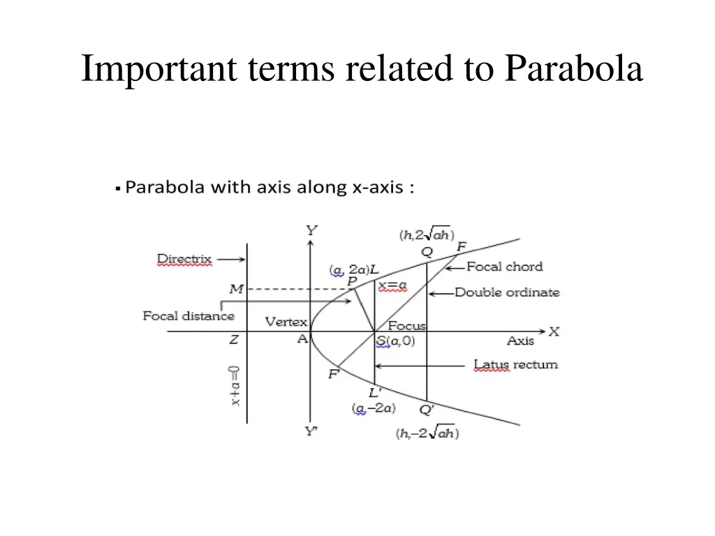 important terms related to parabola