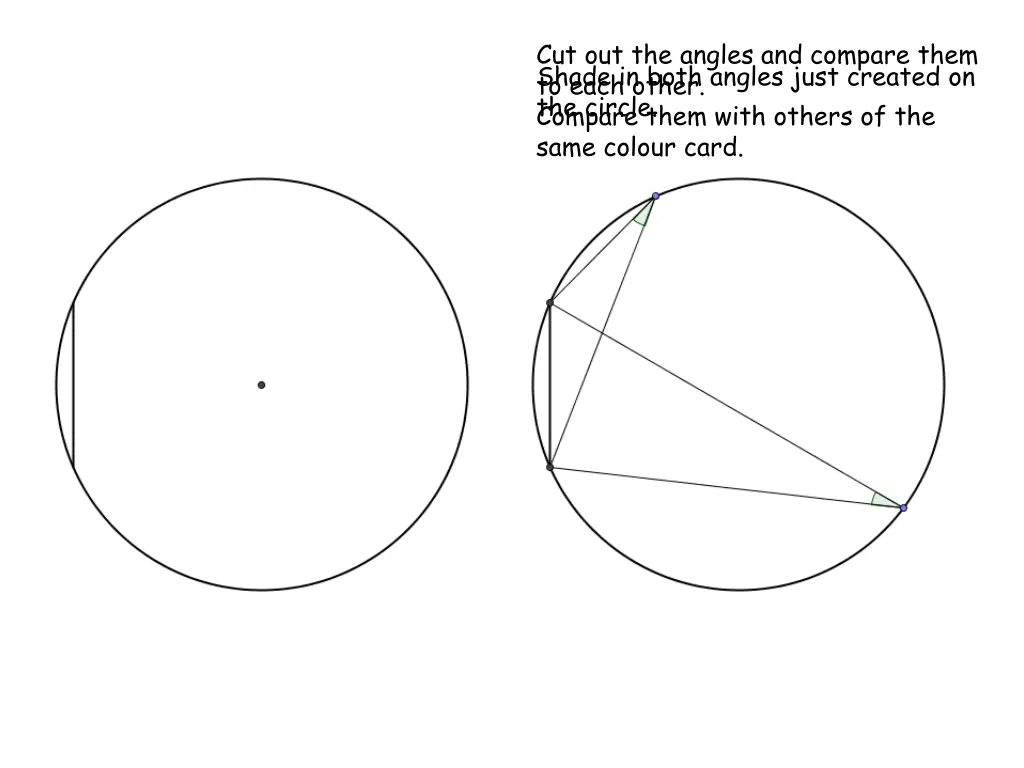 cut out the angles and compare them to each other