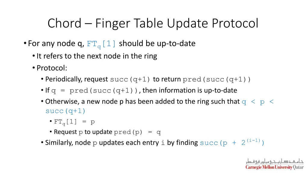 chord finger table update protocol