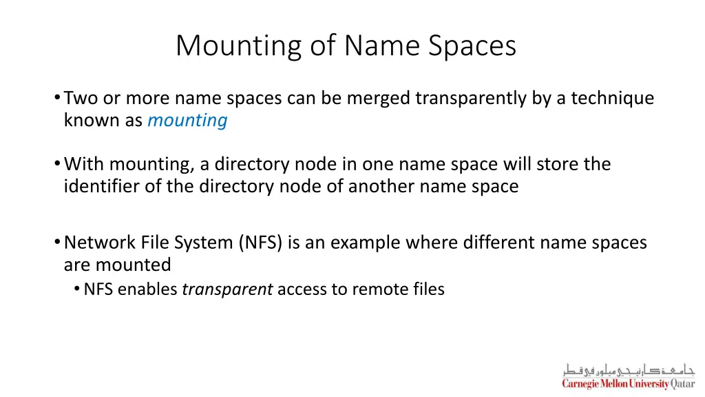 mounting of name spaces