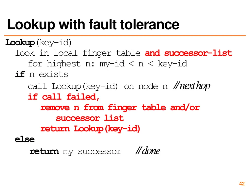 lookup with fault tolerance lookup key id look