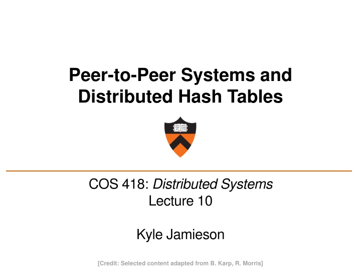 peer to peer systems and distributed hash tables