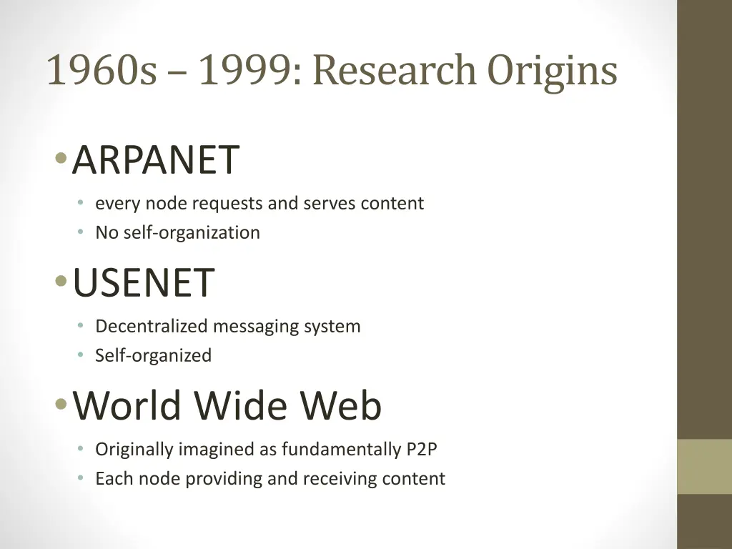 1960s 1999 research origins