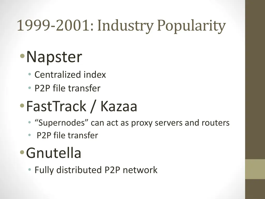 1999 2001 industry popularity