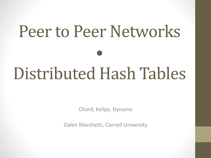 peer to peer networks distributed hash tables