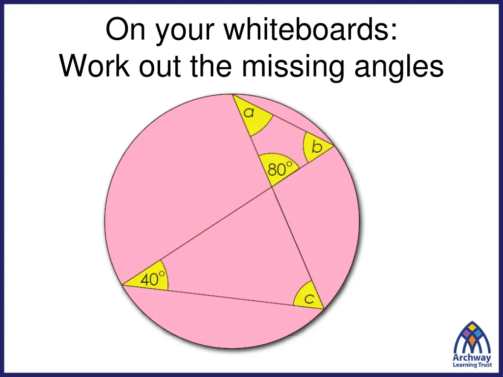 on your whiteboards work out the missing angles 1