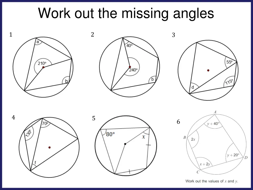 work out the missing angles 1