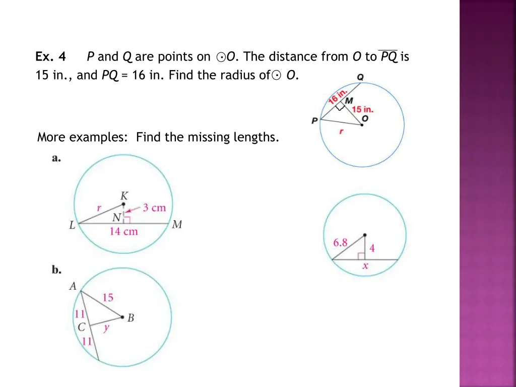 p and q are points on o the distance from