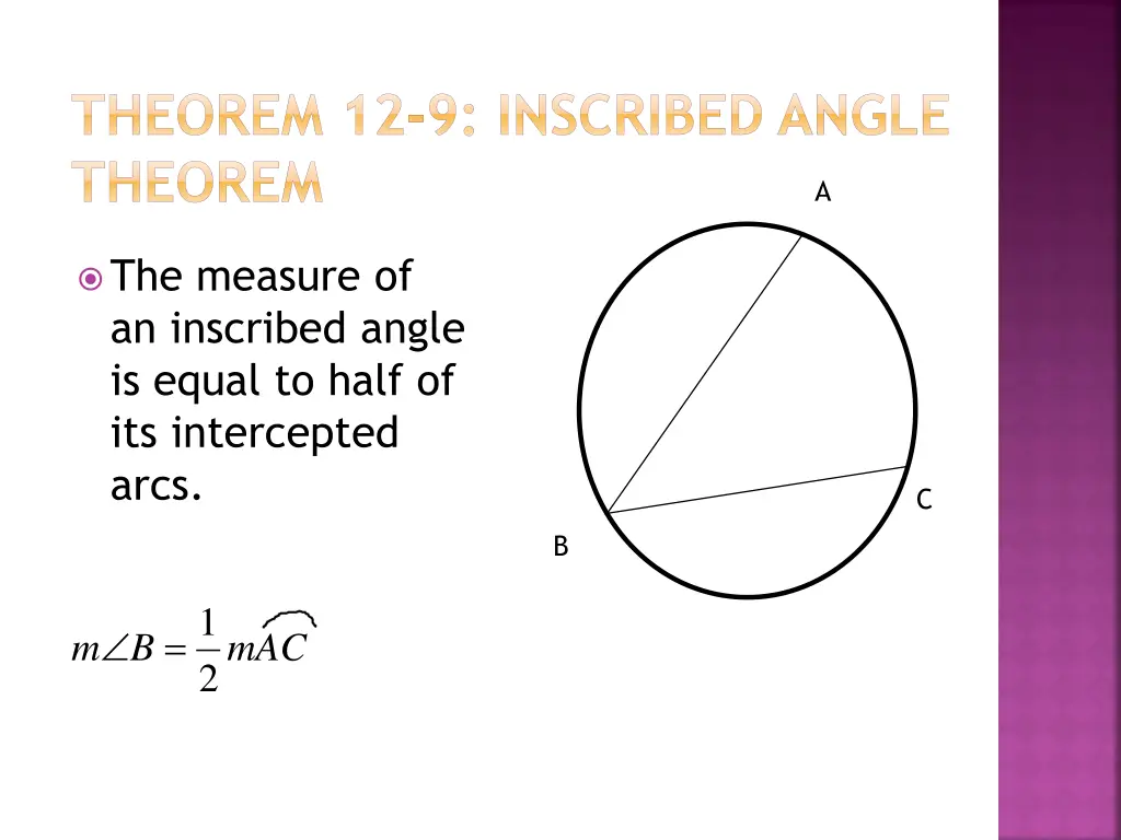 theorem 12 9 inscribed angle theorem