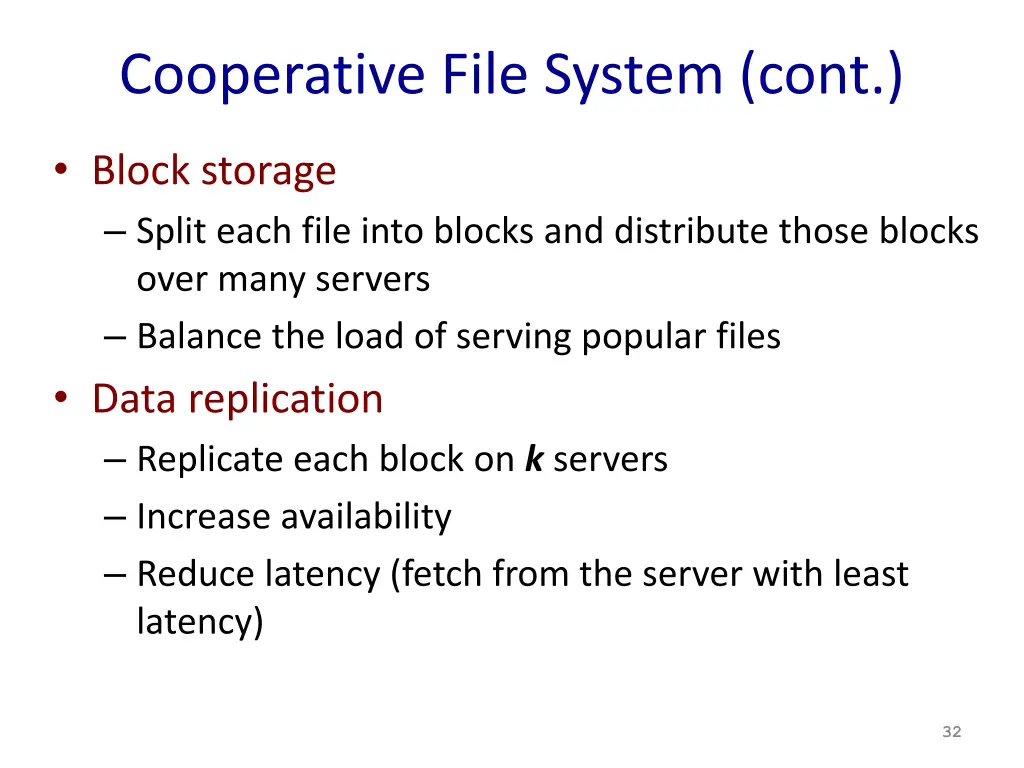 cooperative file system cont