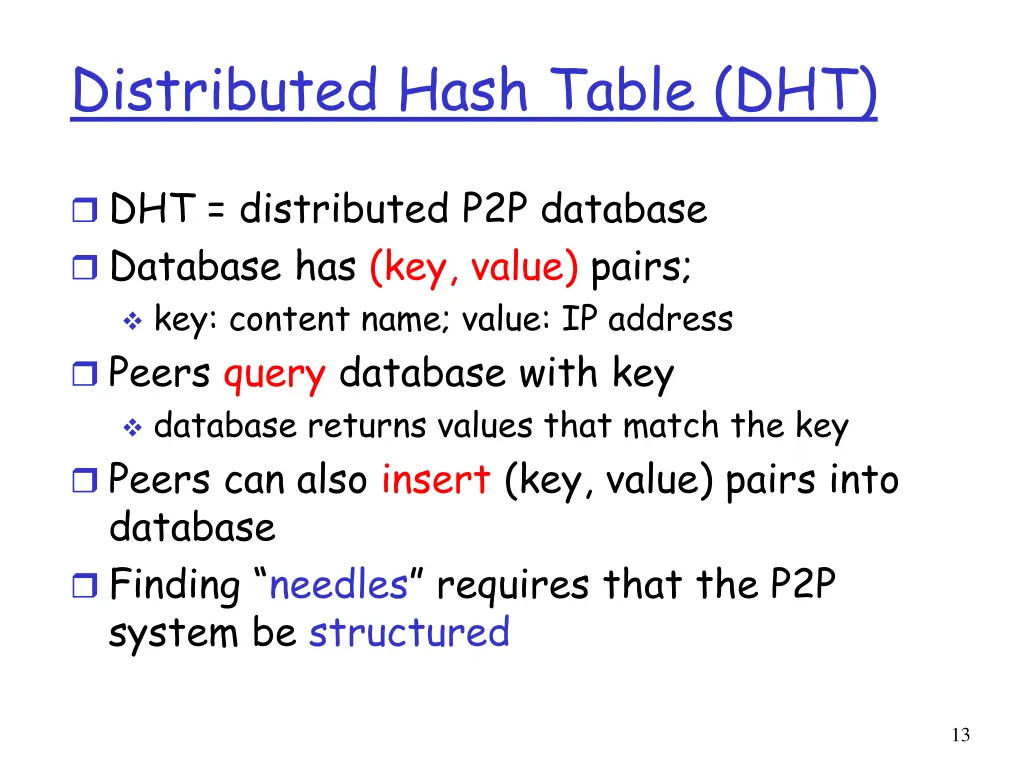 distributed hash table dht