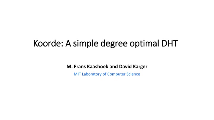 koorde koorde a simple degree optimal