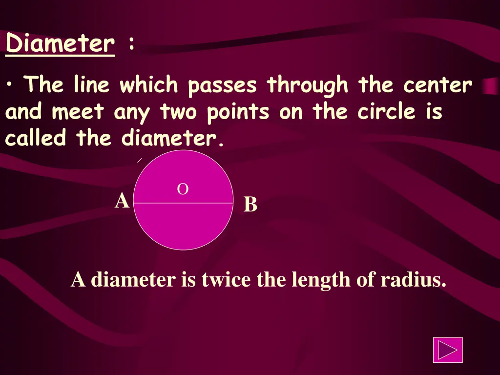 diameter the line which passes through the center