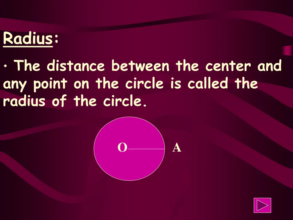 radius the distance between the center