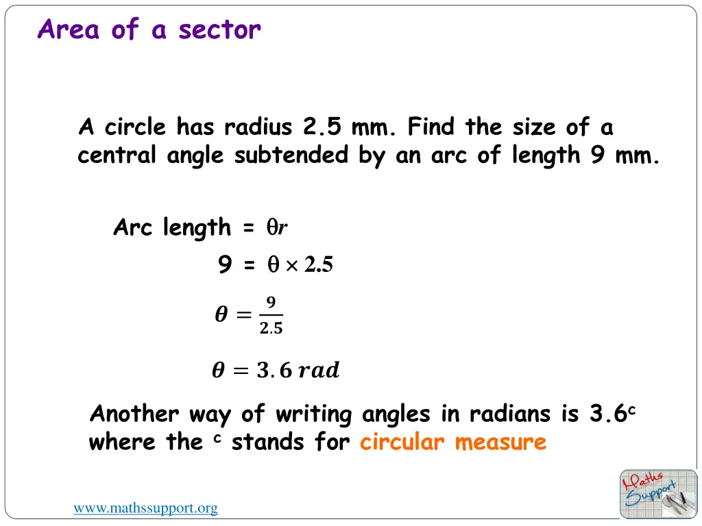 area of a sector