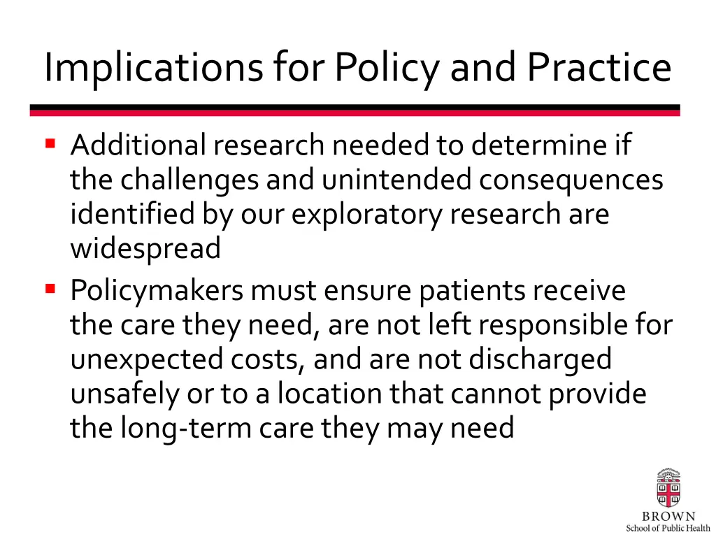 implications for policy and practice