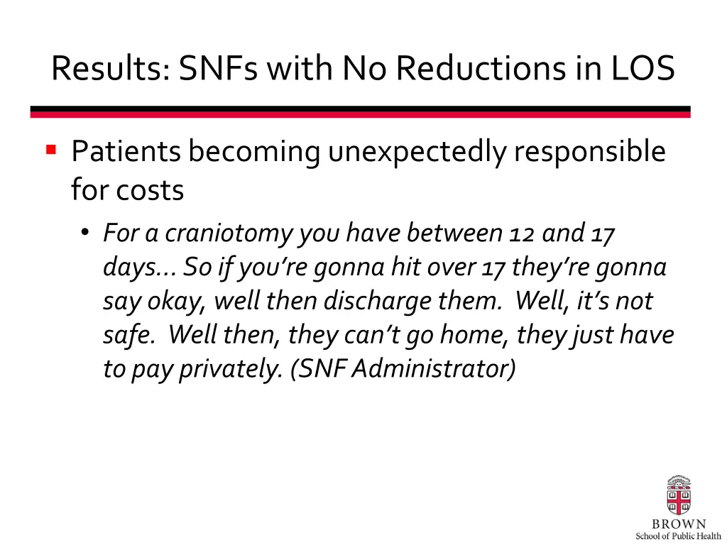 results snfs with no reductions in los 2