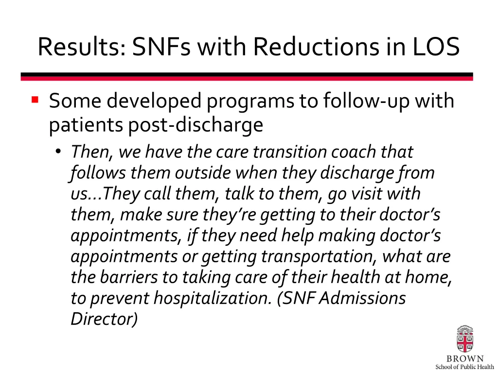 results snfs with reductions in los 2