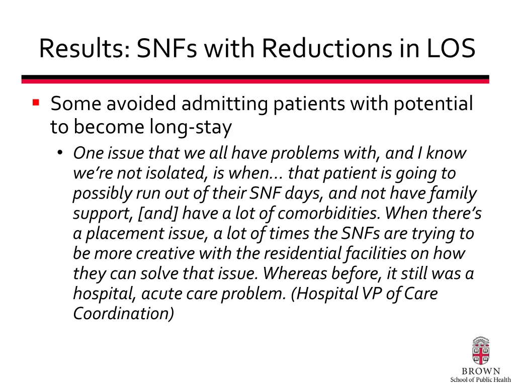 results snfs with reductions in los 4