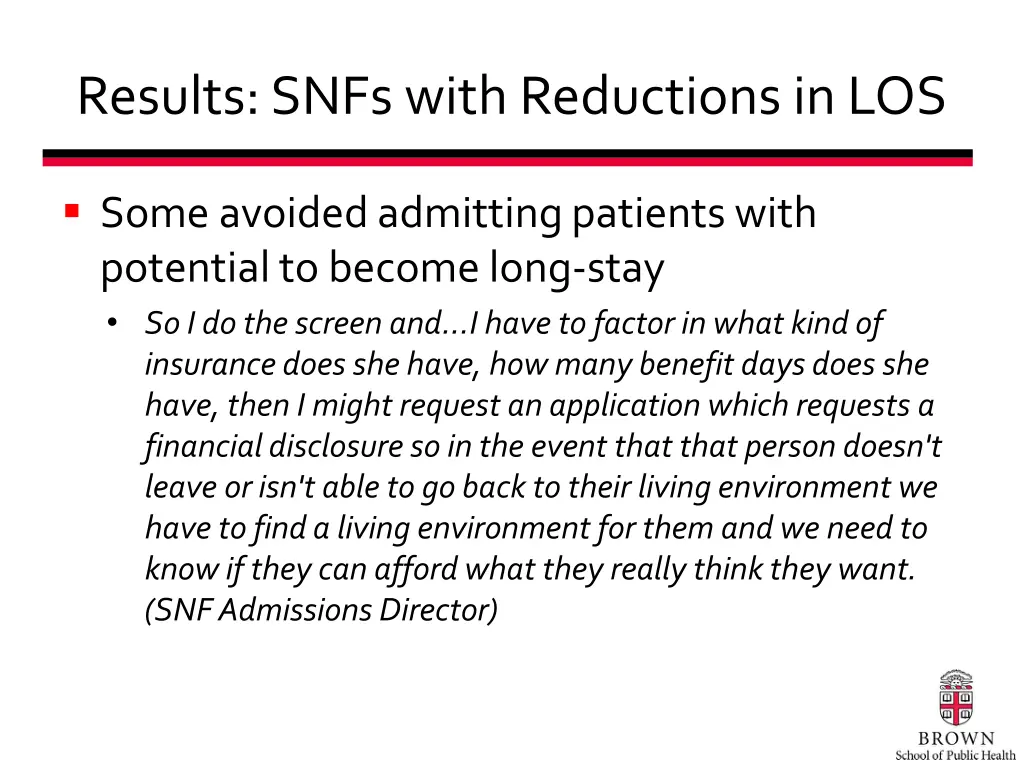 results snfs with reductions in los 5