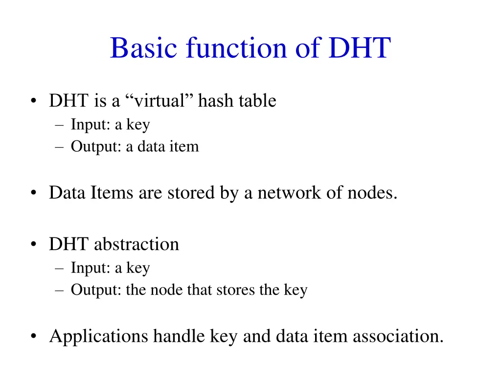 basic function of dht