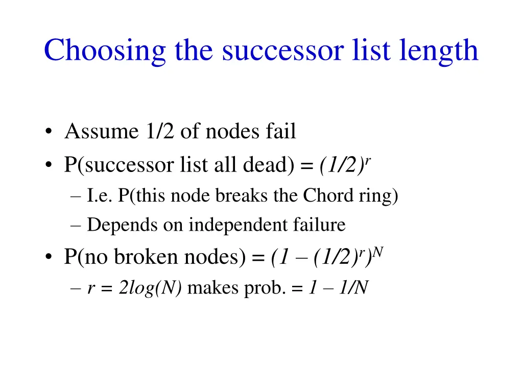 choosing the successor list length