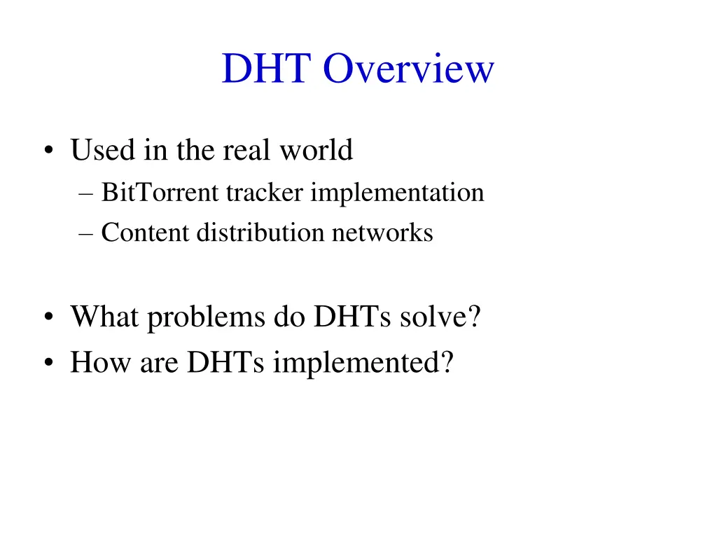 dht overview