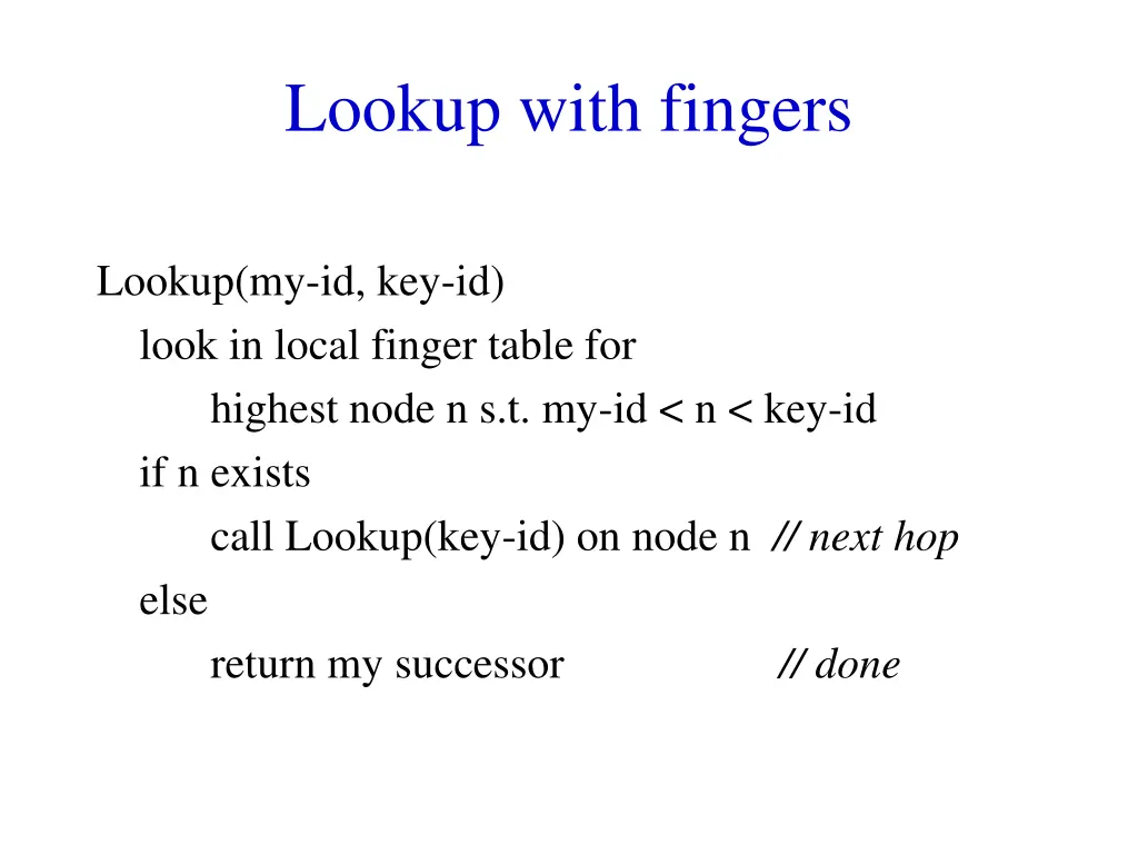 lookup with fingers