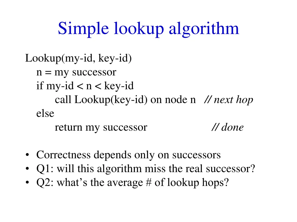 simple lookup algorithm