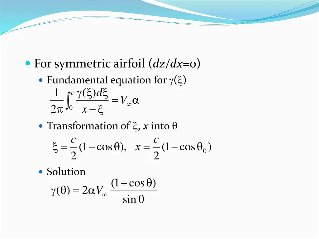 for symmetric airfoil dz dx 0 fundamental