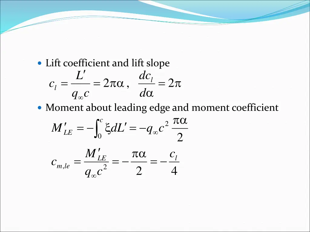 lift coefficient and lift slope c q