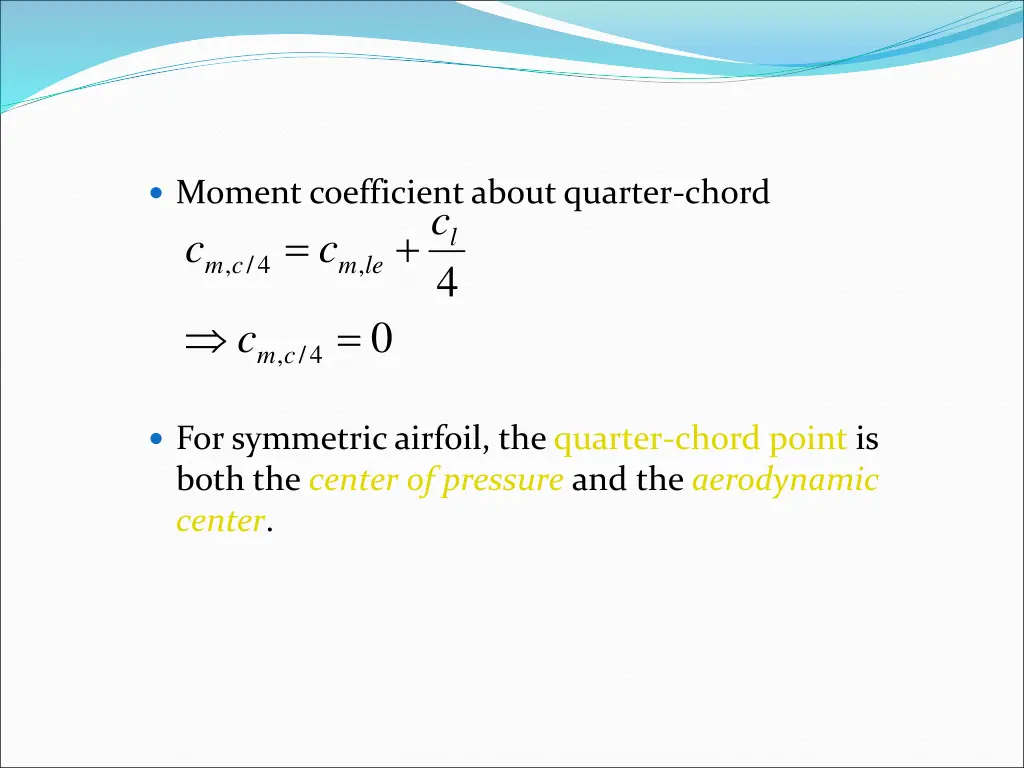 moment coefficient about quarter chord