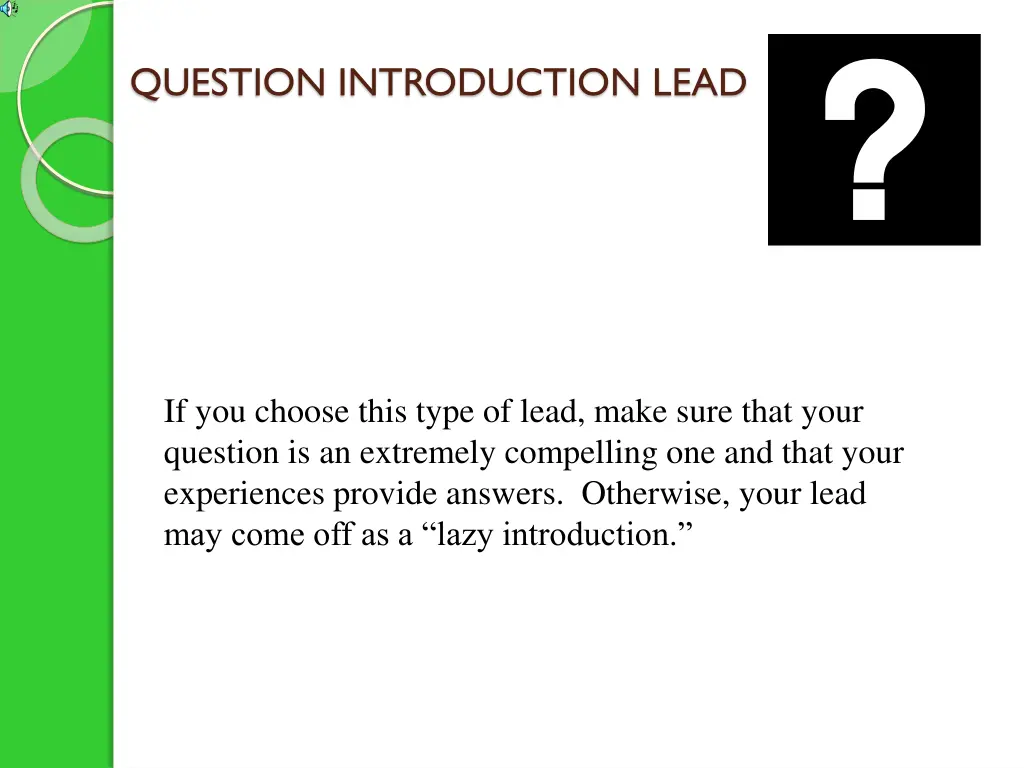 question introduction lead