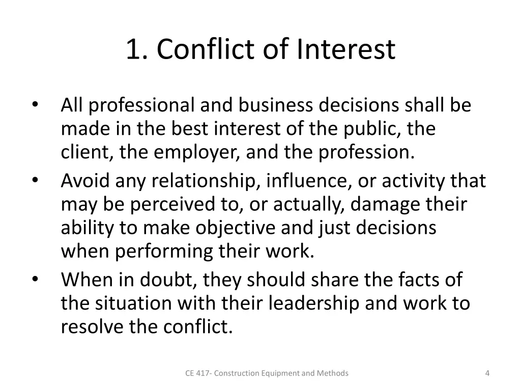 1 conflict of interest