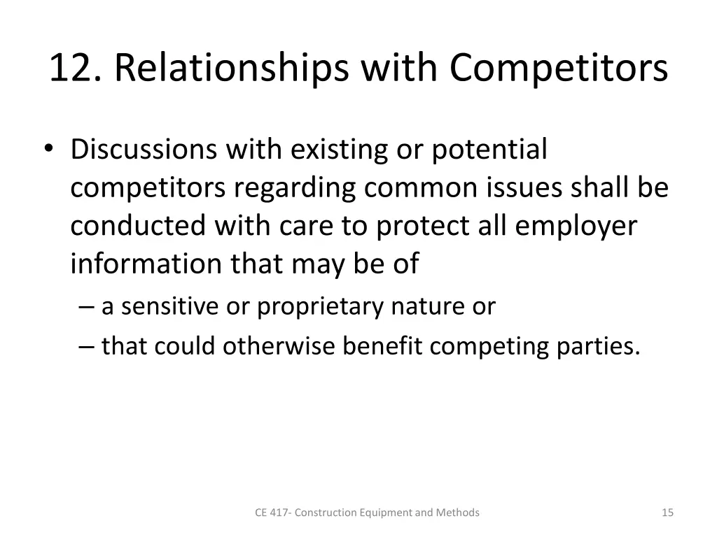 12 relationships with competitors