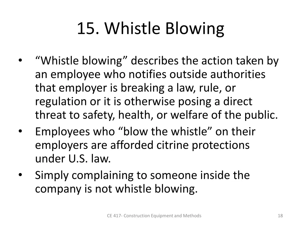 15 whistle blowing