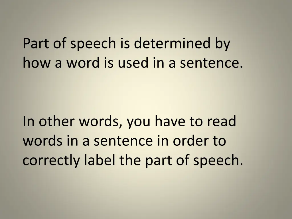 part of speech is determined by how a word